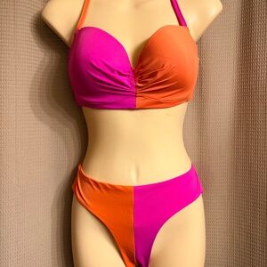 Victoria's Secret Pink & Orange Bikini Suit Women's 32D